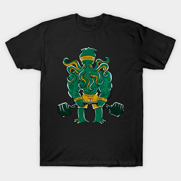 Cthulhu lifting weights T-Shirt by mehdime